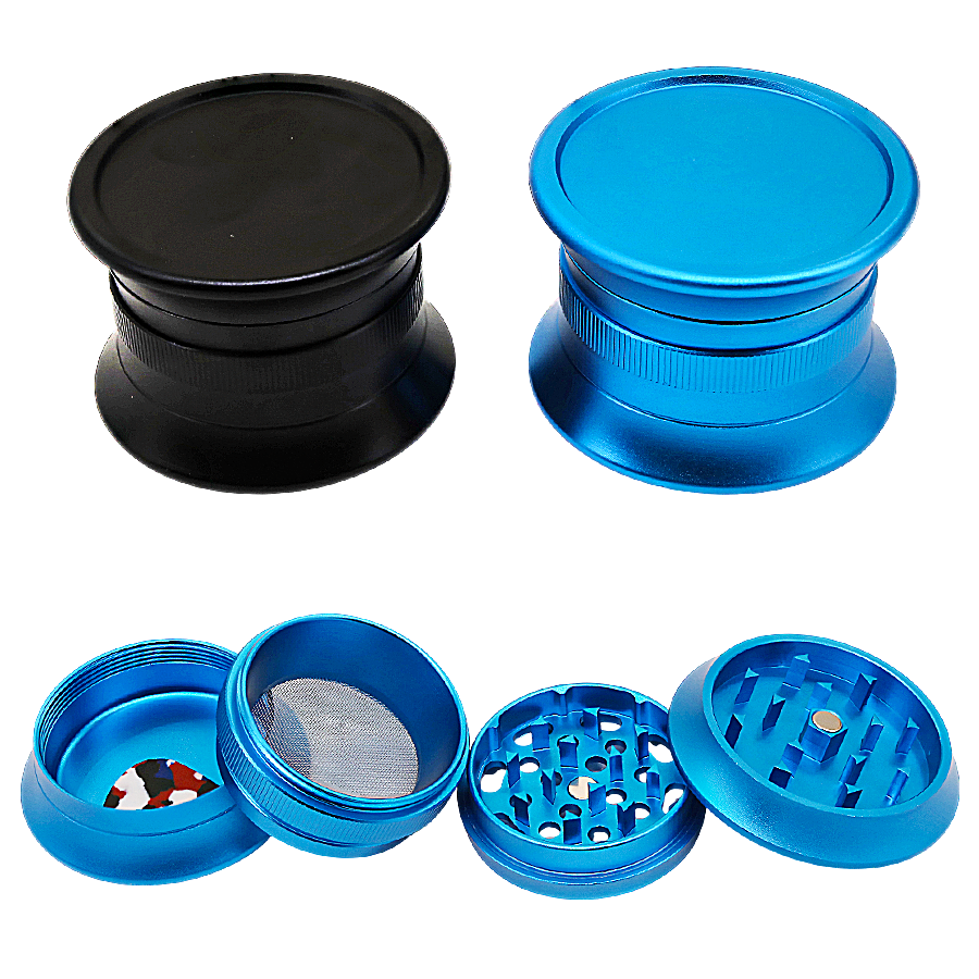 Crushers Matte Metallic Finish Hour Glass Shaped 4 Part Grinder | 63mm | (GR710) | Assorted Colors product image